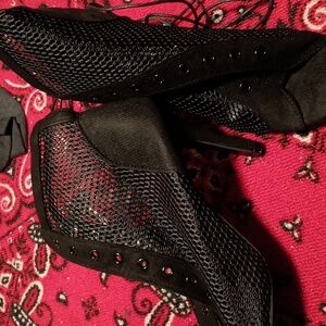 Black lace high heels